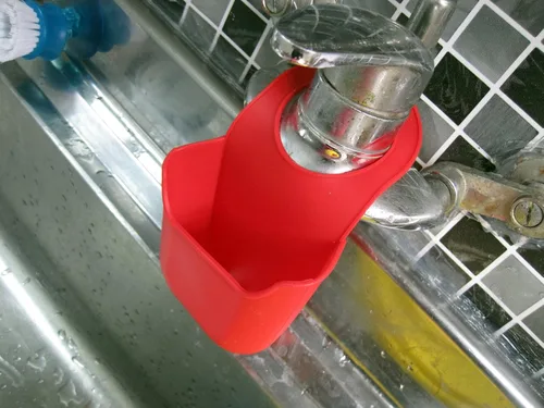 Vista 6 de Soporte de silicona para lavar platos Esponja para fregadero Fregadero Colgador superior Fregadero Soporte de cocina (naranja)
