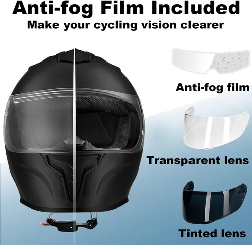 Vista 3 de Favoto Casco integral de motocicleta aprobado por DOT + bloqueo de disco de alarma Favoto 3 llaves y 18 baterías (5 años de disponibilidad), 110 dB