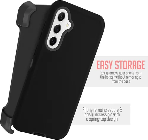 Vista 4 de Funda para Samsung Galaxy S23 FE, resistente y duradera, con protección de puerto, incluye soporte de clip para cinturón con protector de pantalla