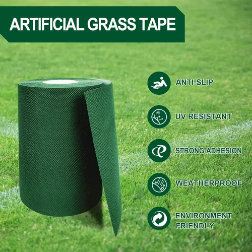 Vista 4 de EDSRDRUS Cinta de césped artificial de doble cara, cinta de costura de césped artificial resistente a la intemperie y a los rayos UV, antideslizante