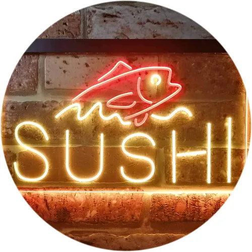 Vista 11 de ADVPRO Sushi Fish Sashimi Restaurant - Letrero de neón LED de doble color, azul y rojo, 12 x 8.5 pulgadas, st6s32-i3334-br