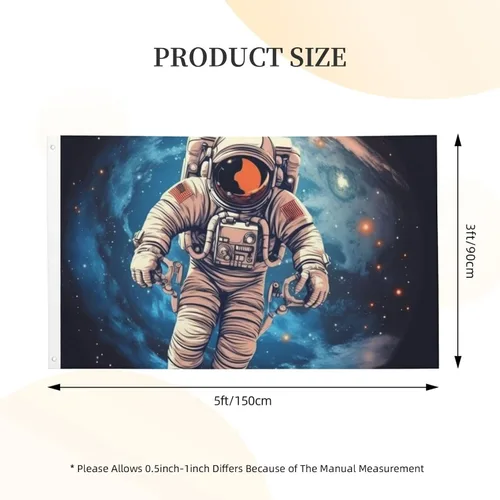 Vista 3 de Flag 3 X 5 Ft Double Sided Astronauta Planet Print Garden Yard Flags Personalized Greeting Banner For Indoor Outdoor Party Home Decor