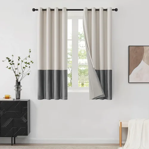 Vista 33 de BULBUL Cortinas de terciopelo 100% opacas negro oro, cortinas modernas con forro de 63 pulgadas de largo, cortinas térmicas con ojales para sala