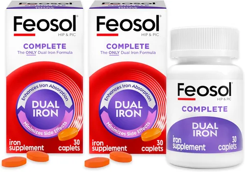 Vista 8 de Feosol Comprimidos Completos de Suplemento de Hierro, Hierro Bifera para Alta Absorción, Hemo y No Hemo de Doble Acción Minimiza los Efectos