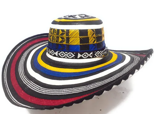 Vista 3 de Sombrero Colombiano de Colores Sombrero Sinuano 21 Vueltas Hecho por Artesanos Colombianos