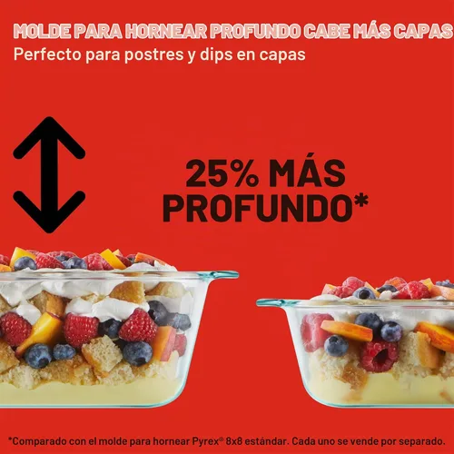Vista 2 de [Usado] Pyrex Plato para hornear de vidrio profundo con tapa de plástico, cazuela profunda, recipiente de alimentos de vidrio, apto para horno