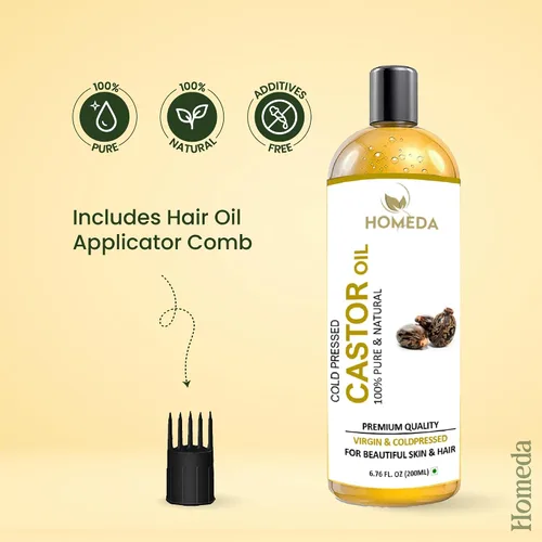 Vista 8 de Aceite de ricino orgánico para el crecimiento del cabello (6.7 fl oz) Aceite de ricino, aceites de ricino prensados en frío sin hexano puro, Huile
