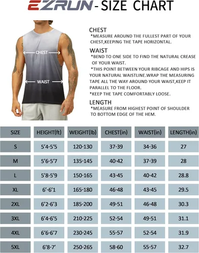 Vista 6 de EZRUN Camiseta sin mangas para hombre, para natación, playa, secado rápido, gimnasio, entrenamiento, camiseta muscular, tallas grandes y altas
