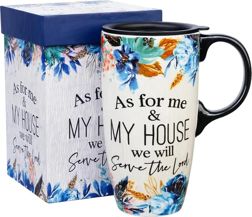 Vista 11 de Topadorn Taza de Café de Cerámica de Viaje con Tapa y Caja de Color, 17oz Termo de Café Apto para Microondas y Lavavajillas, Pájaro Azul