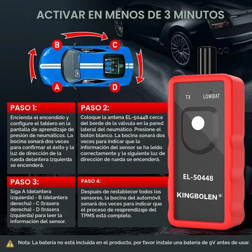 Vista 5 de KINGBOLEN EL-50448 herramienta de aprendizaje TPMS para el sistema de monitoreo de presión de neumáticos automático de GM, herramienta de activación