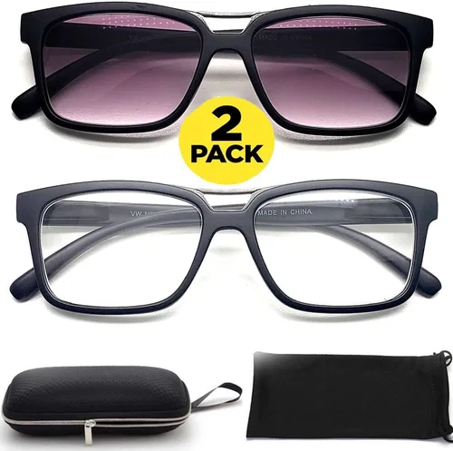 Vista 2 de BillyJoe Gafas de miopía para conducción a distancia, gafas de miopía para hombres y mujeres (2 pares) de forma cuadrada rectangular