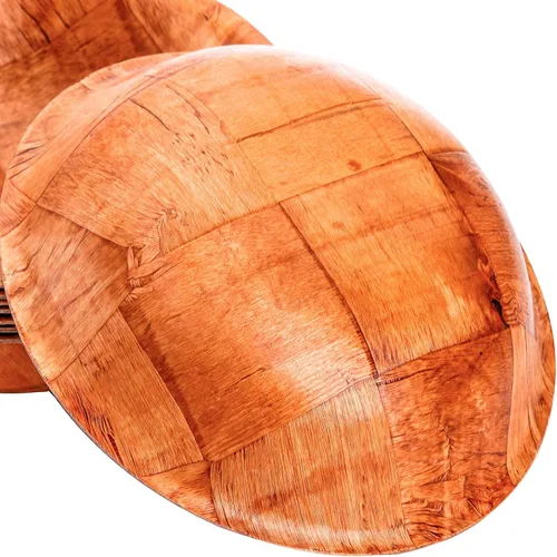 Vista 3 de Elsjoy Paquete de 8 ensaladeras tejidas de madera, cuencos redondos apilables de madera para servir, cuenco rústico para ensalada, frutas, verduras