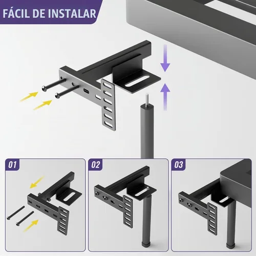 Vista 6 de Soportes ajustables para cabecero – Soportes de montaje en pared de metal para cabecero con kit de extensión de estribo para cama individual