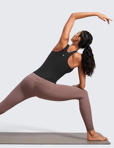 Vista 3 de CRZ YOGA Butterluxe - Camiseta sin mangas de entrenamiento para mujer, con espalda cruzada, acolchada, cuello alto, para yoga, atlética con brasier