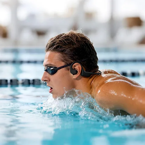 Vista 6 de Auriculares de natación de conducción ósea, IP68 impermeable reproductor MP3 incorporado memoria 32G, auriculares de natación subacuáticos