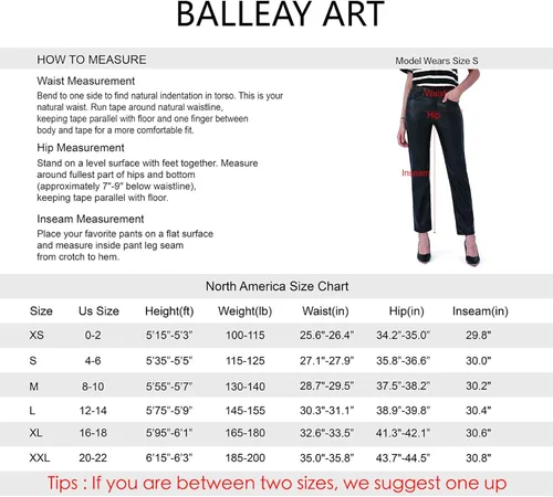 Vista 3 de Balleay Art Pantalones de piel sintética para mujer, pierna recta, cintura media, levantamiento de glúteos, pantalones negros elásticos con 5