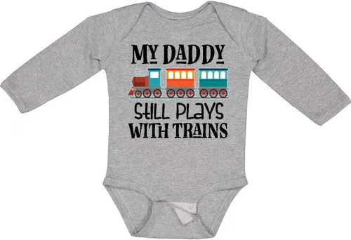 Vista 8 de inktastic Daddy Still Plays with Trains Long Sleeve Creeper