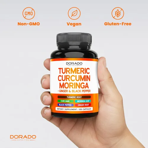 Vista 7 de Suplemento de curcumina de cúrcuma con pimienta negra, jengibre, moringa