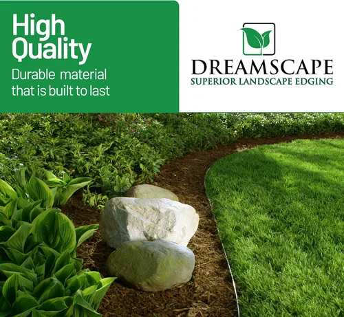 Vista 4 de Dreamscape YardEdge Kit de aluminio para bordes de paisaje, 12 tiras, 6 pies cada una (72 pies en total), pintura Duraflex negra, borde de Negro