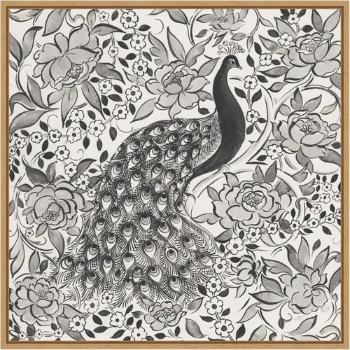 Vista 14 de Amanti Art Framed Canvas Wall Art 16x16 Peacock Garden III BW by Miranda Thomas, Framed Wall Art Canvas, Animals Artwork, Modern Decor, Small Poster
