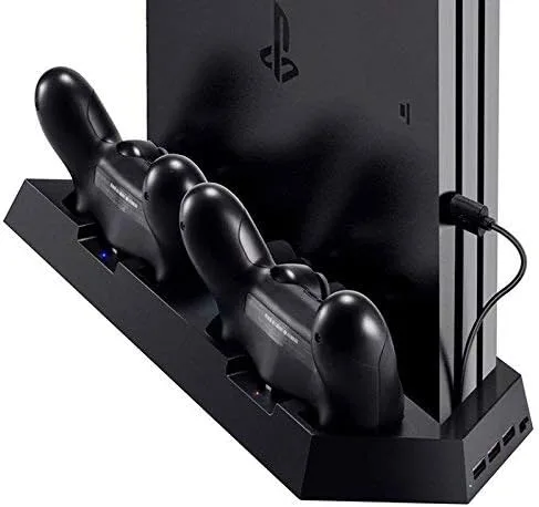 Vista 2 de OSTENT Cargador de doble controlador ventilador de refrigeración USB Hub Soporte vertical para consola Sony PS4SlimPro