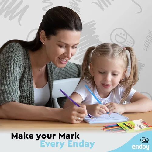 Vista 6 de Enday Lápices de colores, 12 unidades, lápices de colores preafilados para niños y adultos, suministros de arte y escuela para dibujar, paquete
