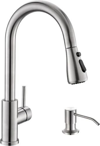 Vista 10 de Grifo de cocina Kicimpro de acero inoxidable con acabado negro mate RO, grifo de filtro de agua para fregadero de 0.59-1.37 pulgadas, grifo