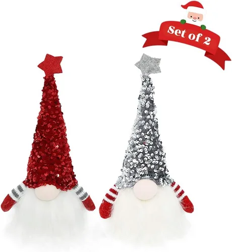 Vista 4 de GMOEGEFT Luces escandinavas de gnomo de Navidad con temporizador, gnomo sueco de Santa Tomte, decoración de Navidad nórdica, juego de 2