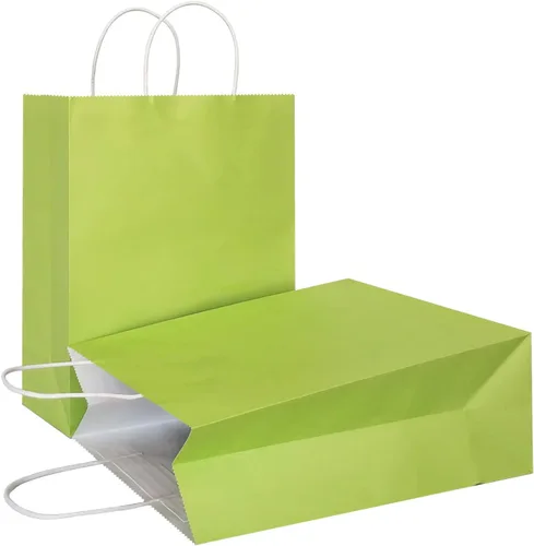 Vista 8 de AZOWA Bolsas de regalo mini de papel kraft con asas (Azul claro, 4x2.4x6, 25 piezas) Blue Color, Kraft Paper, Mini Size, 25 Pieces, Party Bags