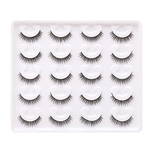 Vista 8 de Pestañas cortas de aspecto natural 6D, pestañas de visón finas, 10 pares, 100% hechas a mano, pestañas postizas reutilizables