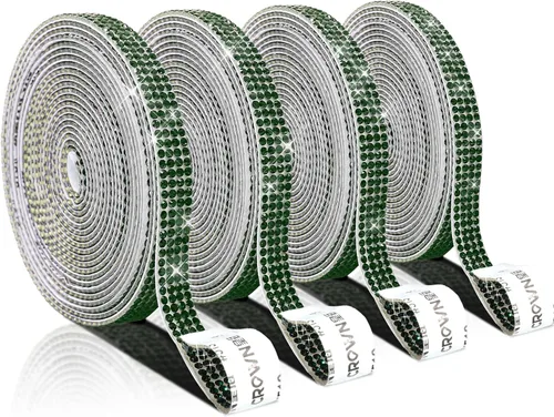Vista 11 de 4 rollos de cinta autoadhesiva con diamantes de imitación y cristal Bling con tiras adhesivas de 2 mm para manualidades, bodas, cumpleaños, fiestas