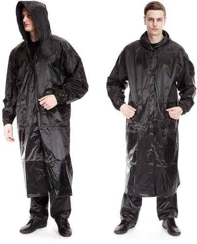 Vista 2 de Forever - Chaqueta de lluvia de PVC para hombre, impermeable, con capucha, ligera, para exteriores