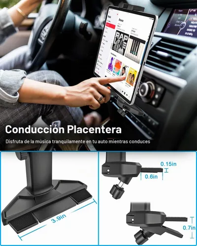 Vista 4 de Soporte ajustable de la tableta de la ranura del CD del coche de la altura