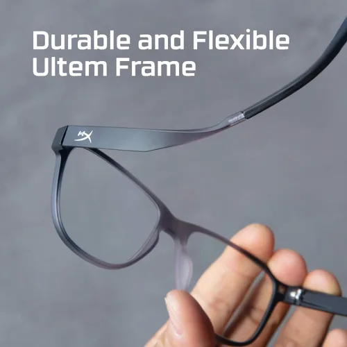 Vista 5 de HyperX Spectre React - Gafas para juegos, gafas de bloqueo de luz azul, protección UV, montura Ultem, lentes transparentes, bolsa de microfibra