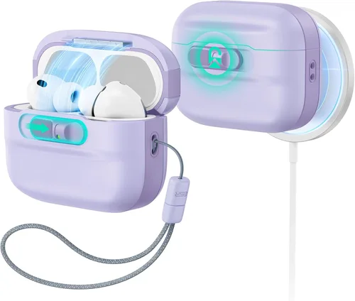 Vista 11 de ESR Funda para AirPods Pro (2023/2022/2019, 2ª/1ª generación), compatible con Airpods Pro 2 (cable USB-C/Lightning), listo para MagSafe, bloqueo