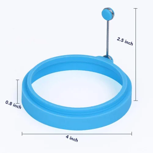 Vista 2 de Anillo de huevo para cocinar huevos, molde redondo para panqueques 100% de grado alimenticio, libre de BPA, duradero y reutilizable, anillo de Azul