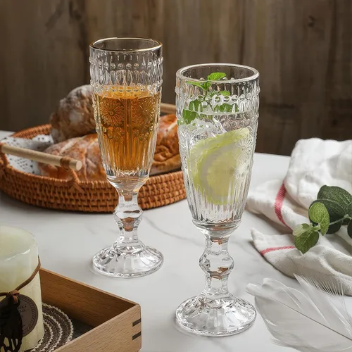 Vista 5 de Kingrol Paquete de 6 copas de champán de 5 onzas, copas de vino espumosas vintage para champán, cava y prosecco