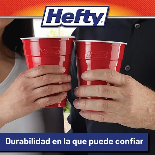Vista 5 de Hefty Party On - Vasos de plástico desechables, color rojo, 18 onzas, 50 unidades (paquete de 3), 150 en total