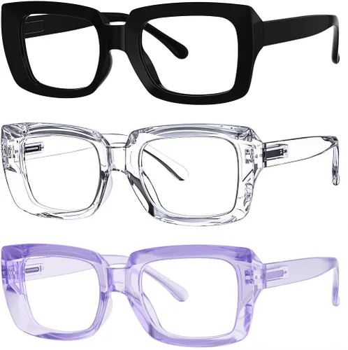 Vista 35 de Eyekepper - Juego de 4 gafas elegantes para mujer, anteojos cuadrados de gran tamaño para mujer
