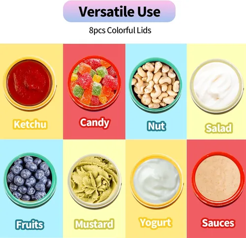 Vista 3 de Paquete de 8 recipientes para aderezo de ensalada, recipientes pequeños de 0.9 onzas, recipientes de plástico para condimentos con tapas, vaso