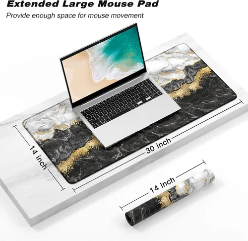 Vista 2 de Alfombrilla de mouse extendida para juegos, XXL grande de 30 x 14 pulgadas, alfombrilla de mouse para teclado de computadora grande, almohadilla