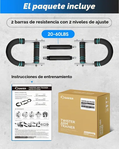 Vista 2 de [Usado] 2026 New Saker PowerTwist Arm Trainer, Adjustable Forearm Strengthener, Arm Exercise and Chest Workout Equipment for Home Gym, for Men