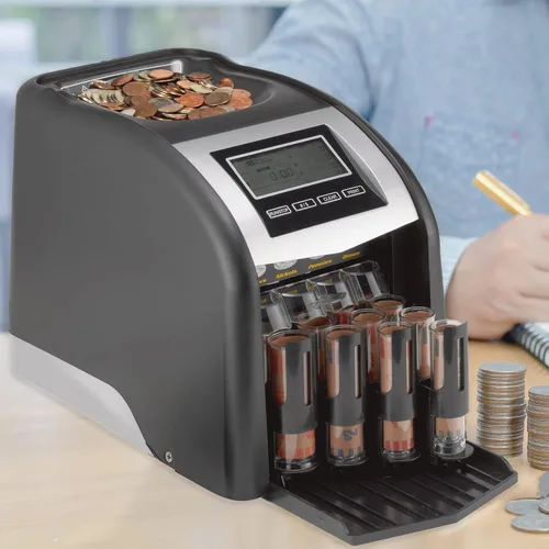 Vista 10 de Royal Sovereign Contador/clasificador eléctrico de monedas de 4 filas con tecnología patentada antiatascos y pantalla de conteo digital (FS-44N)