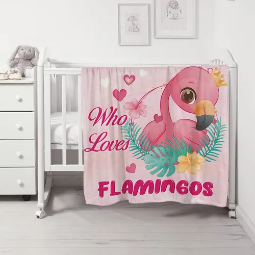 Vista 4 de Manta con texto en inglés «Just A Girl Who Loves Flamingos», regalo para niñas pequeñas, suave y bonita, manta de franela de felpa de flamencos