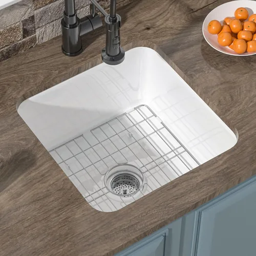Vista 12 de Fregadero de cocina de arcilla refractaria de 24 x 18.5 pulgadas, color blanco Para cocina o lavandería, cuenco individual de arcilla refractaria