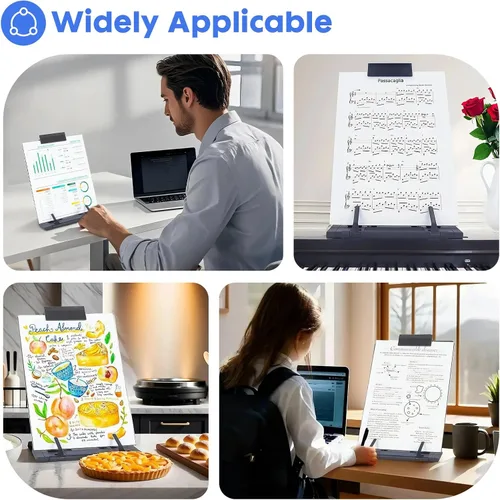 Vista 7 de Resulzon - Soporte de papel para documentos con 7 posiciones ajustables, soporte de papel para escritorio al escribir para leer letras A4, libros