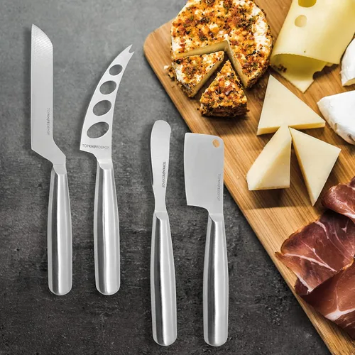 Vista 3 de TopKnife - Juego de 4 cuchillos para queso, caja de regalo incluida