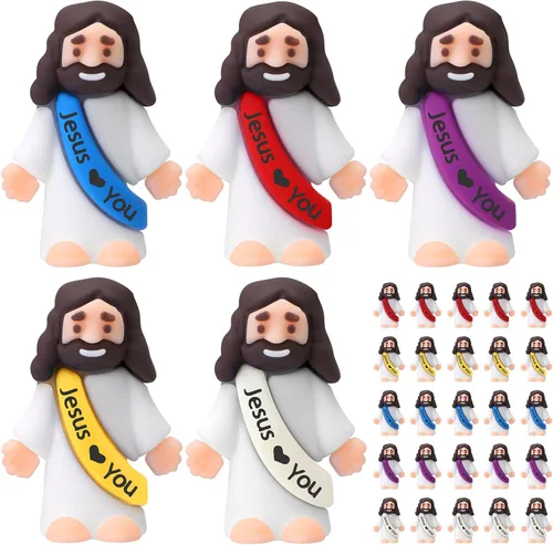 Vista 22 de Bememo 25 figuras de Jesús pequeñas figuras de Jesús, color blanco