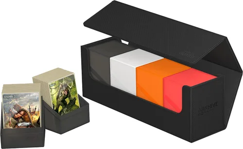 Vista 6 de Ultimate Guard Arkhive 400+, estuche para mazo para 400 cartas TCG con doble funda, negro, compatible con Boulders, cierre magnético y forro