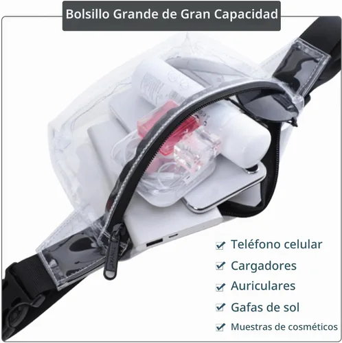 Vista 5 de Riñoneras pequeñas transparentes aprobadas para estadios para mujeres